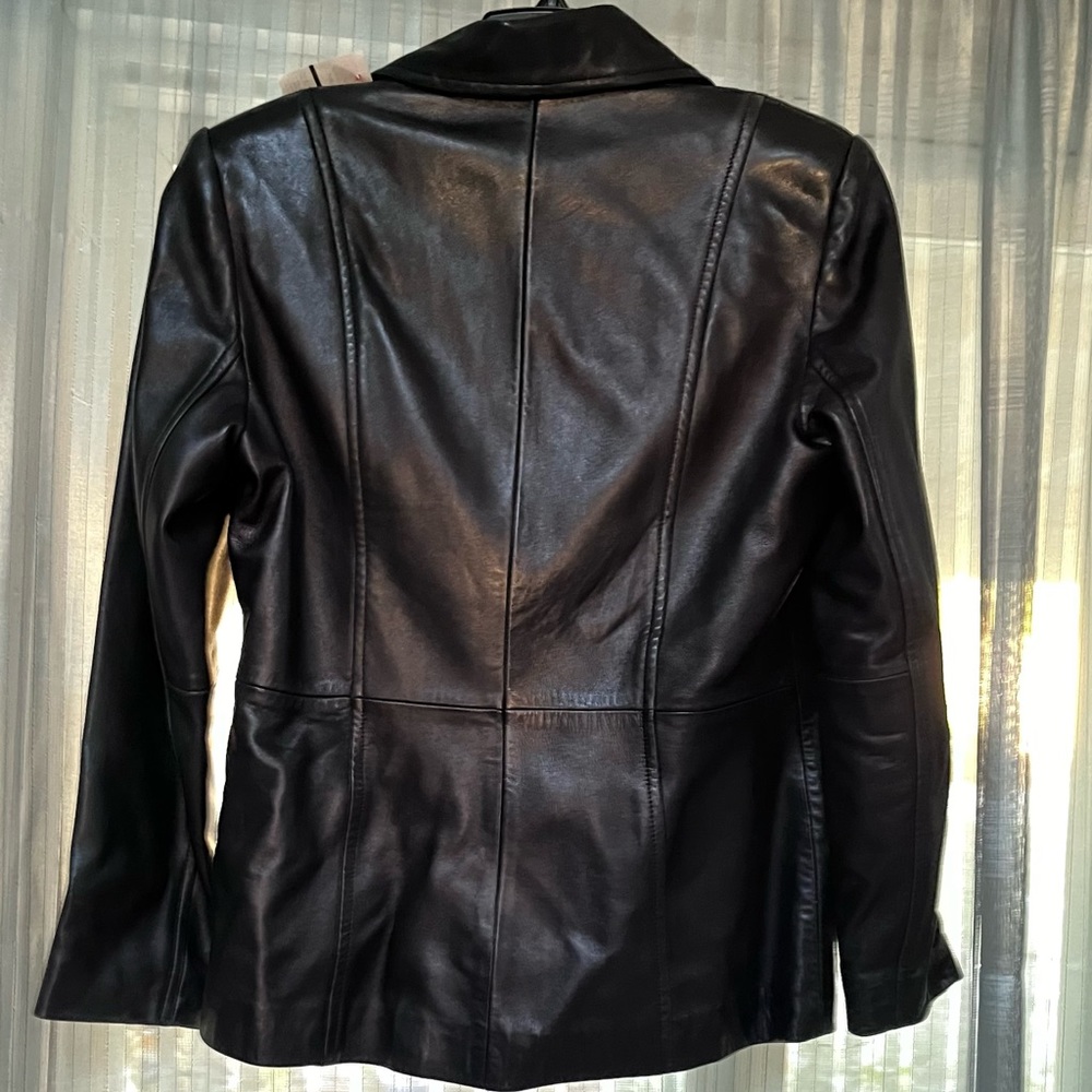 VINTAGE ANN TAYLOR Leather Blazer Jacket - Picture 2 of 7